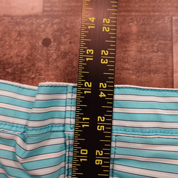 Lands’ End Hybrid Swim Shorts Men’s Medium 7” Teal Stripe Lined Quick-Dry - Picture 8 of 12
